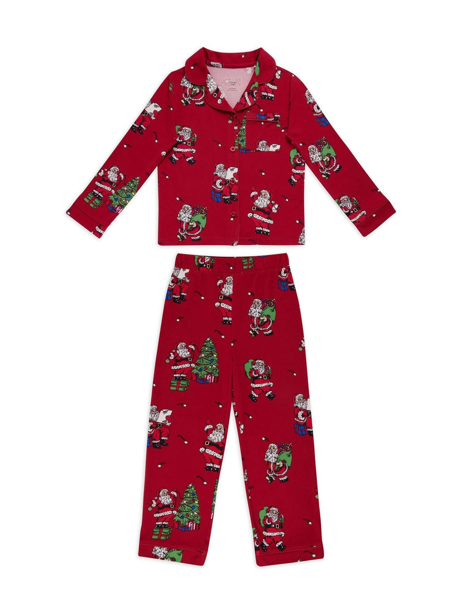 Chelsea Peers lange kerstpyjama met kerstman, sneeuwbalprint