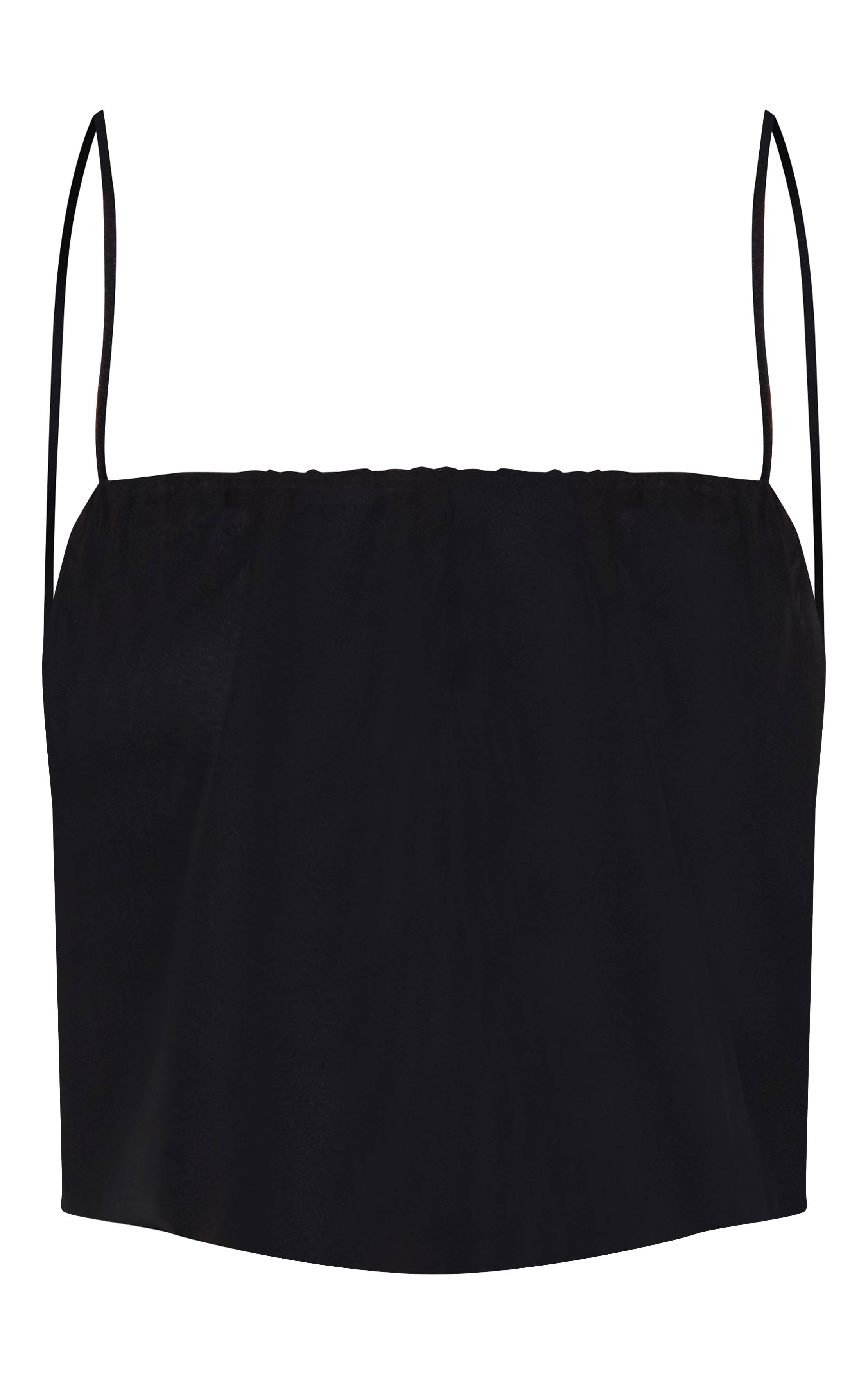 Noir Top Bouffant Ivoire En Mousseline À Bretelles Spaghetti