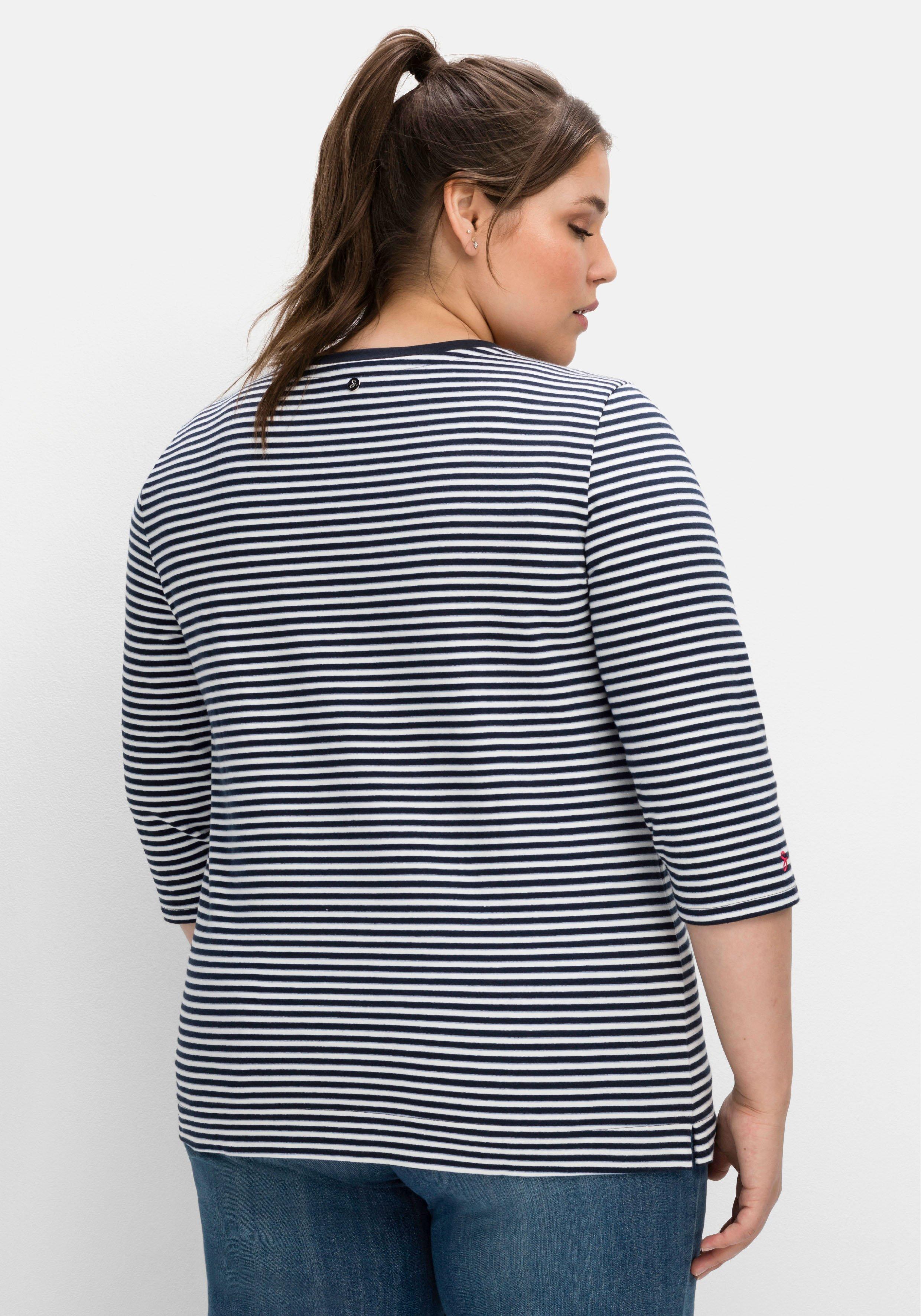 Geringeltes Sweatshirt mit 3/4-Arm