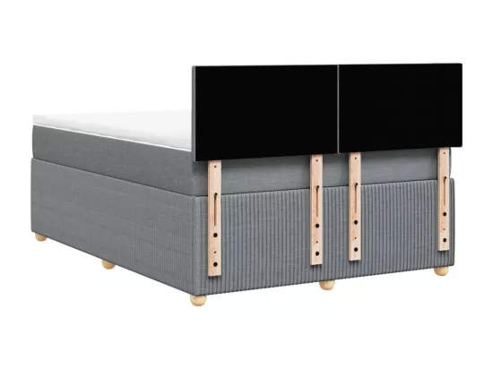Sommier à lattes de lit avec matelas Gris clair 140x190cm Tissu