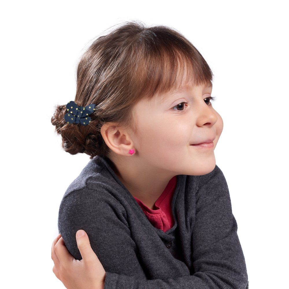 Barrette Petit Papillon Etoile Or Marine