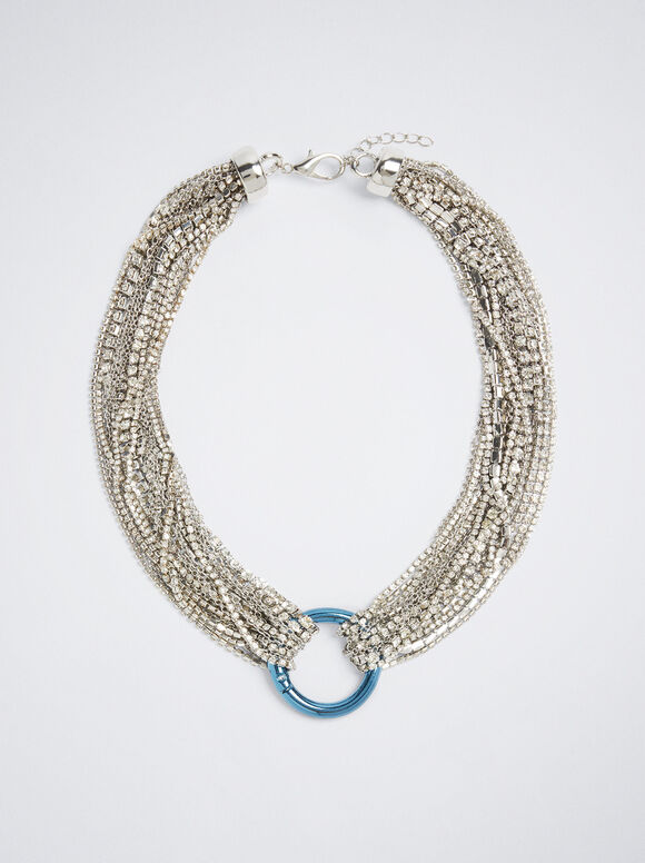 Colar com diamantes - folheado a ouro