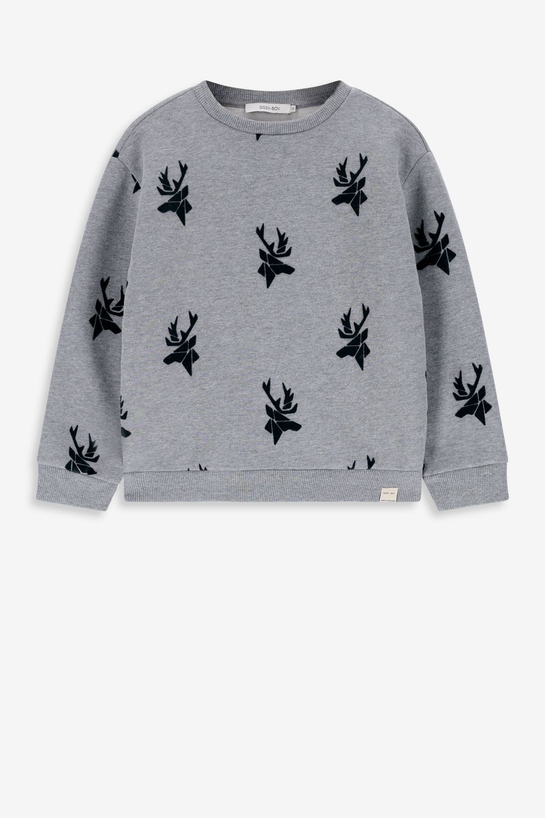 Grijze sweater met all-over rendierprint