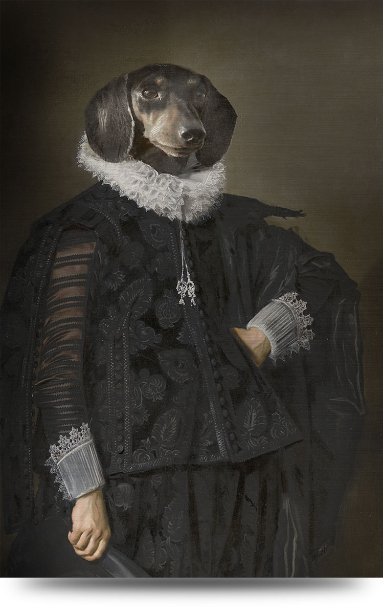 Canvas dierenportret Teckel Teckel heer - 100 x 150 cm