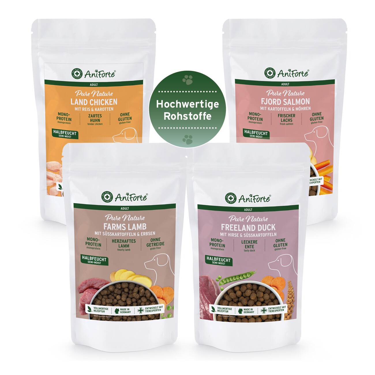 AniForte Halbfeuchtes Trockenfutter Probierpaket 4 x 500g