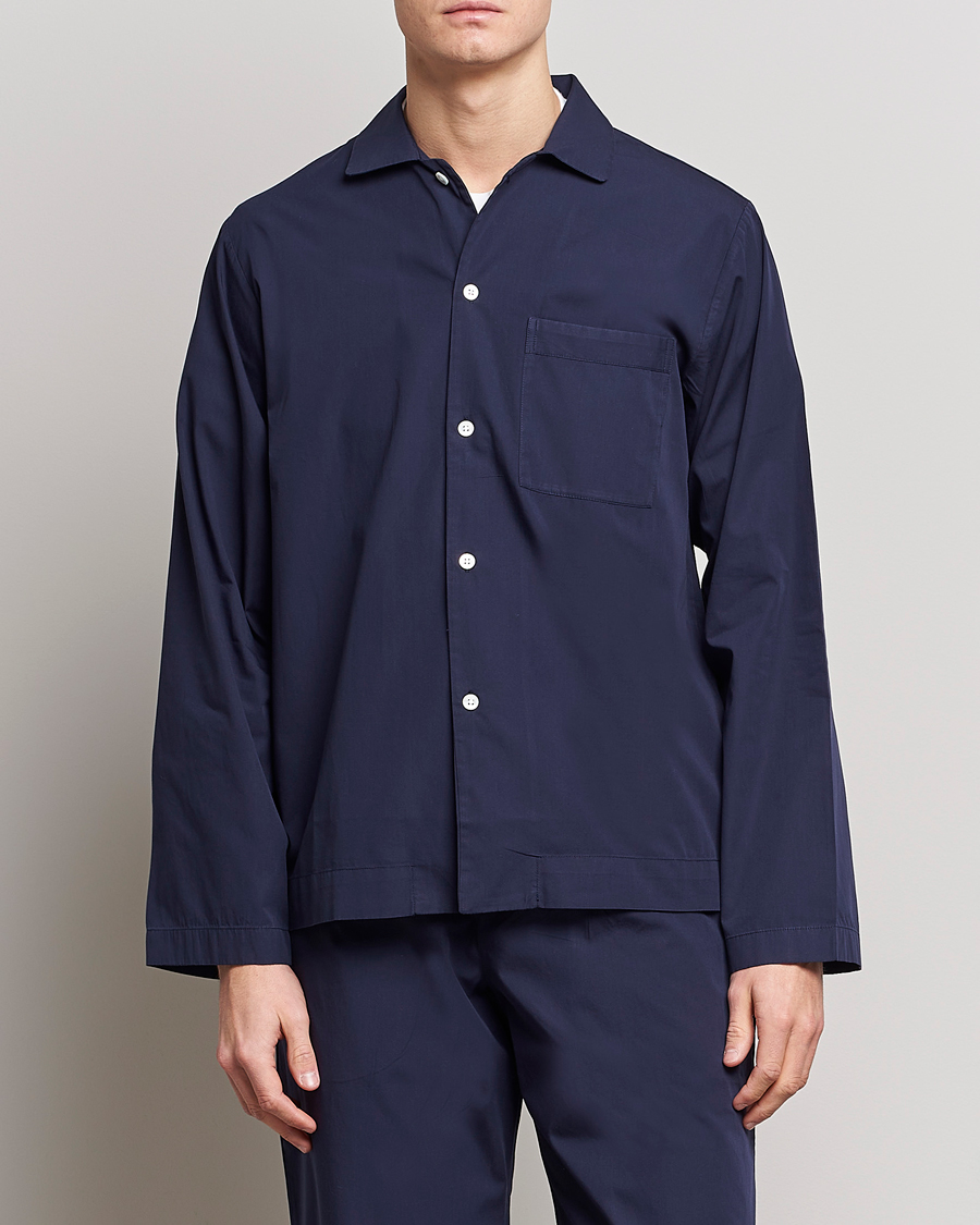 Tekla Poplin Pyjama Shirt True Navy