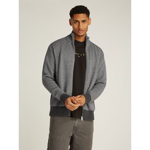 Tommy Hilfiger Mouline Zip Thru Striktrøje, Dark Grey/Light Grey, S