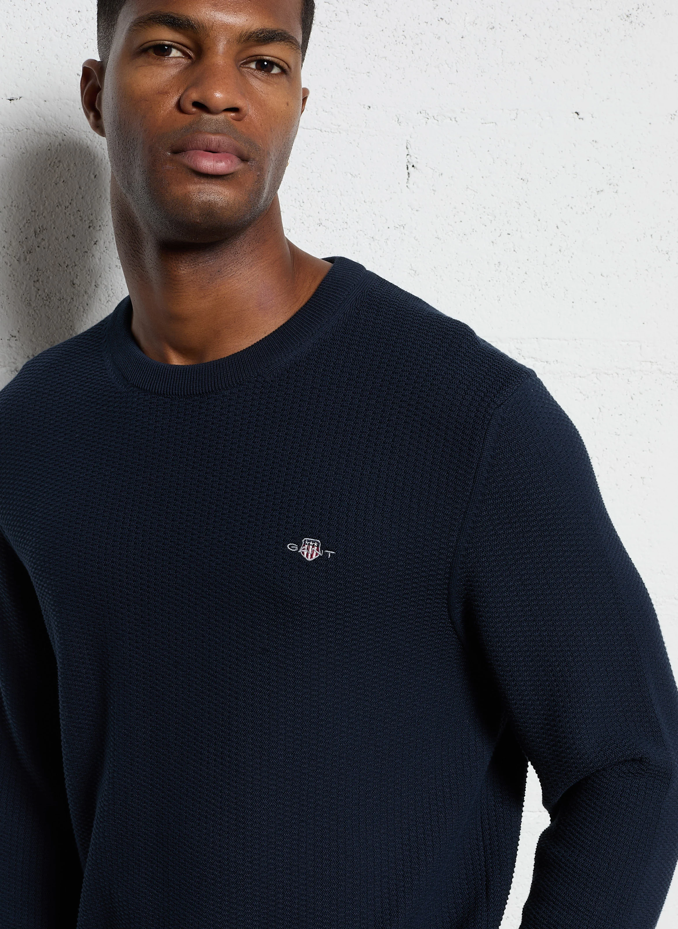 Pull col rond en coton | Bleu