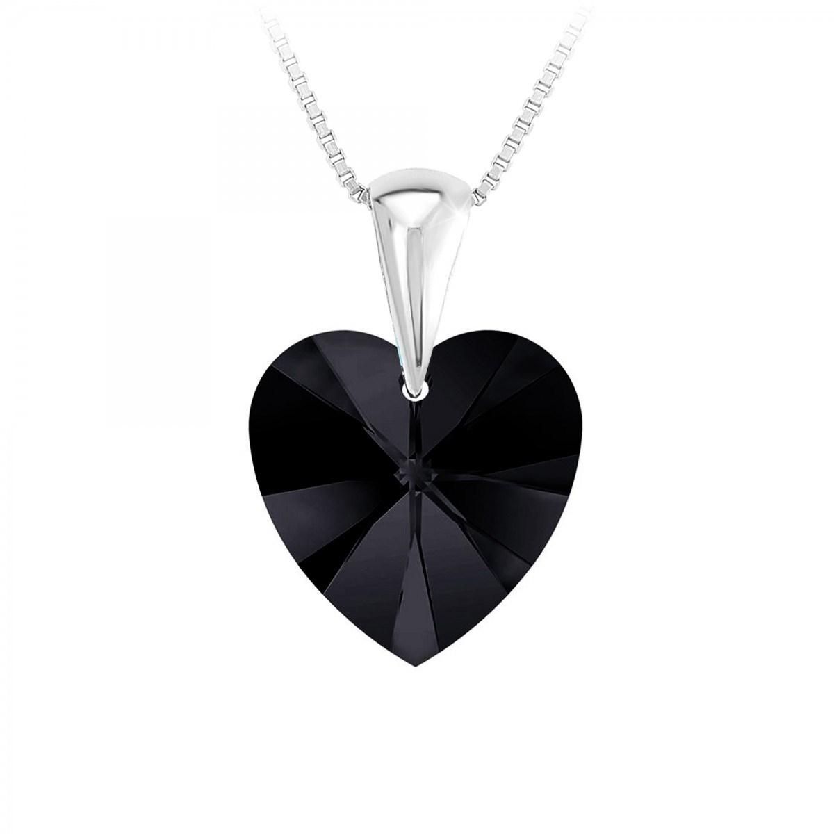 Collier coeur en Argent rhodié 925 SC Crystal orné de Cristaux scintillants