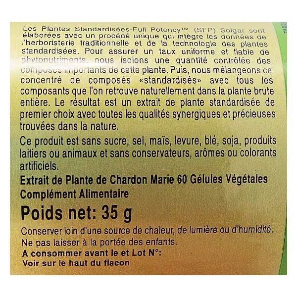 Solgar SFP Cardo Mariano 60 cápsulas vegetais