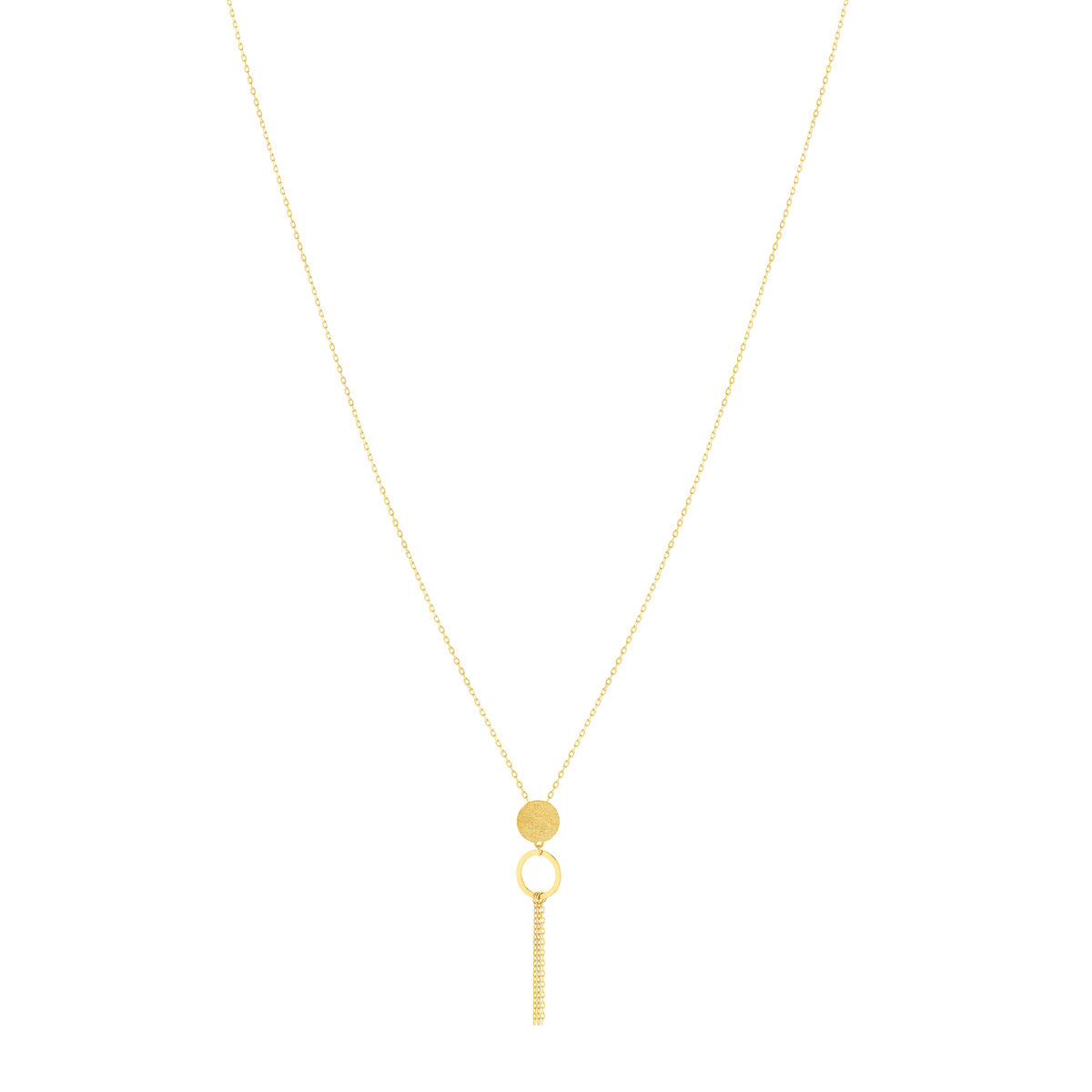 Collier or jaune 750 motif anneau 42 cm