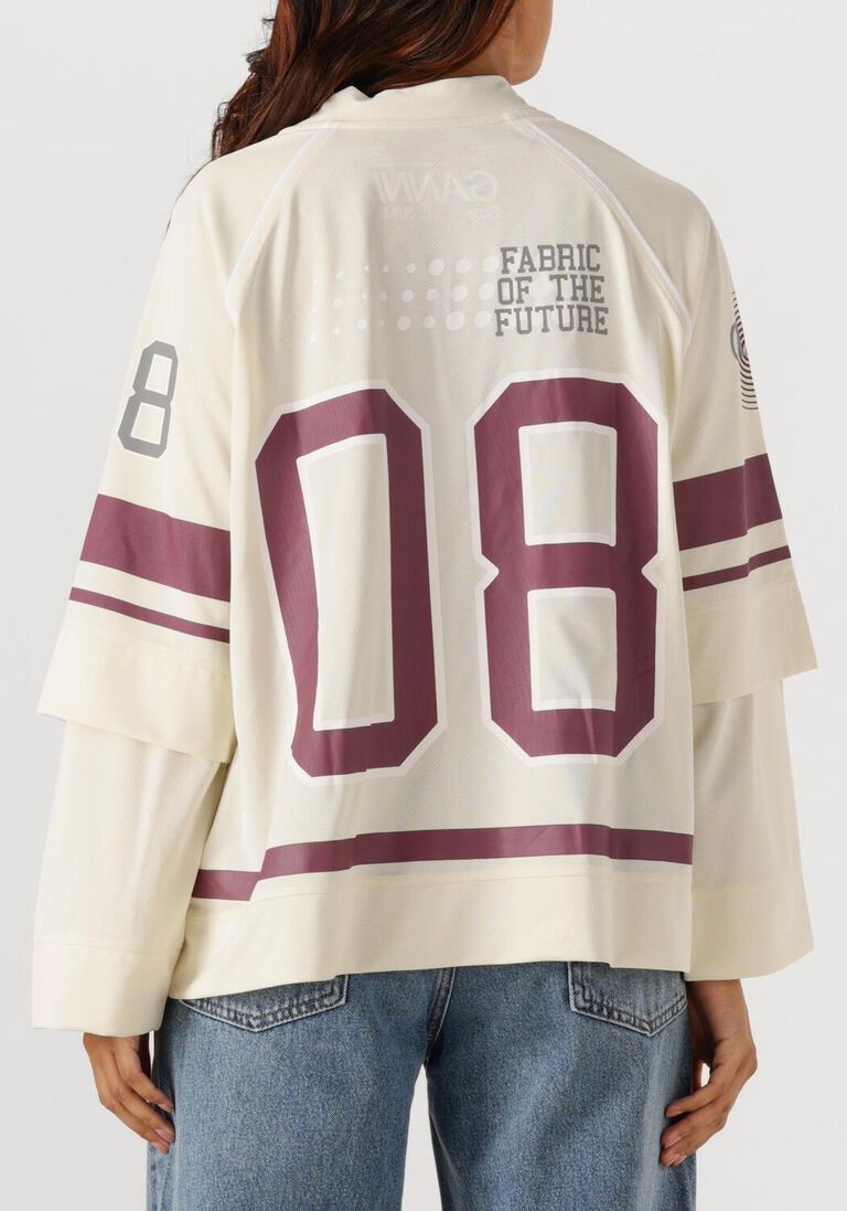 ecru ganni top cycora jersey oversized long sleeve