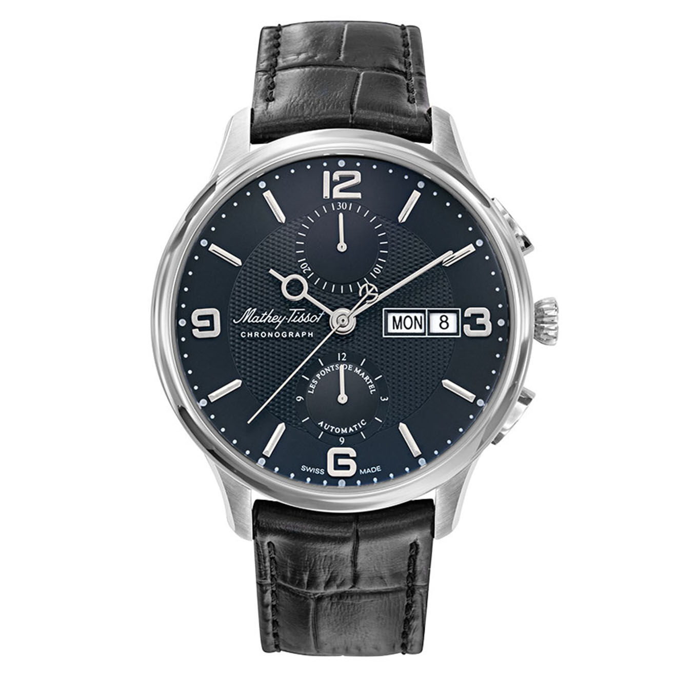 Mathey-Tissot Montre Homme Automatique en Cuir Edmond Chrono Automatic noire