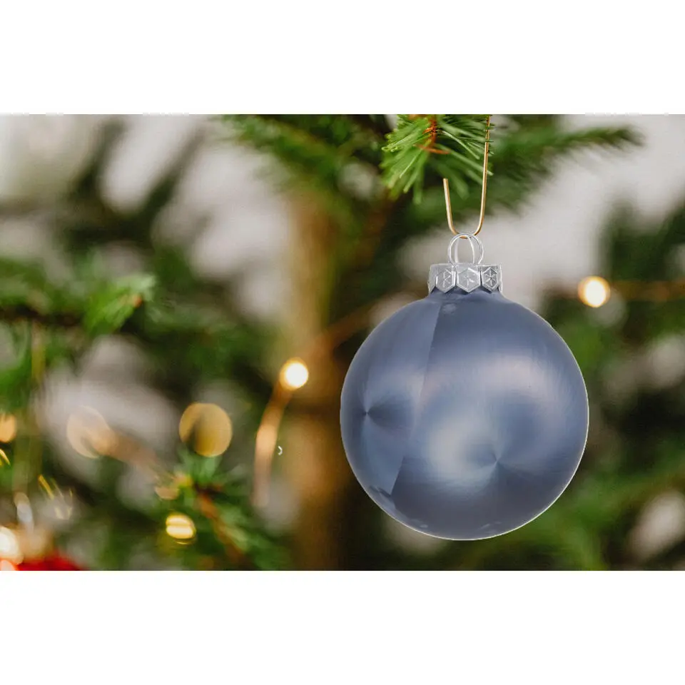 Othmar Decorations kerstballen - 16x - 4 cm - donkerblauw - glas