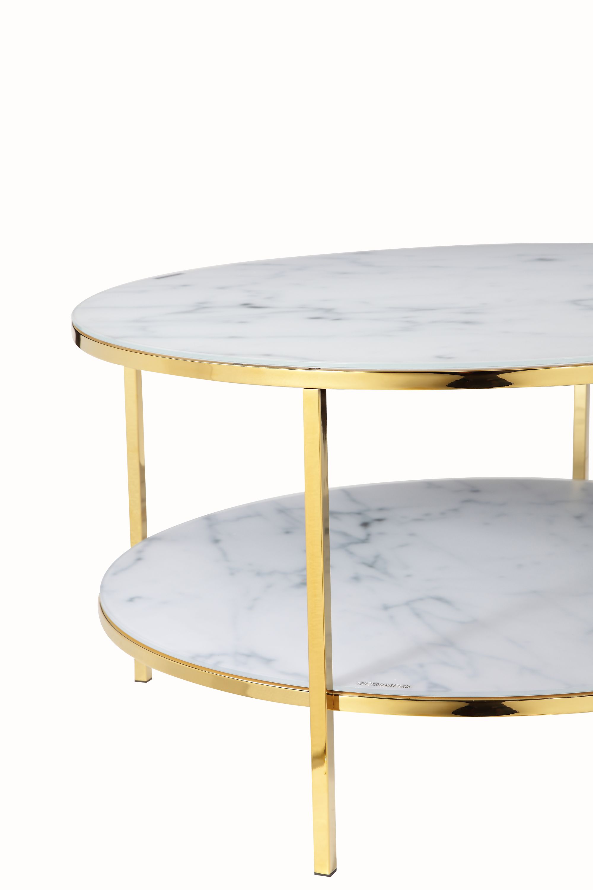 Couchtisch Ø80cm Marmor Optik Glastisch Sofatisch Beistelltisch Wohnzimmer Tisch