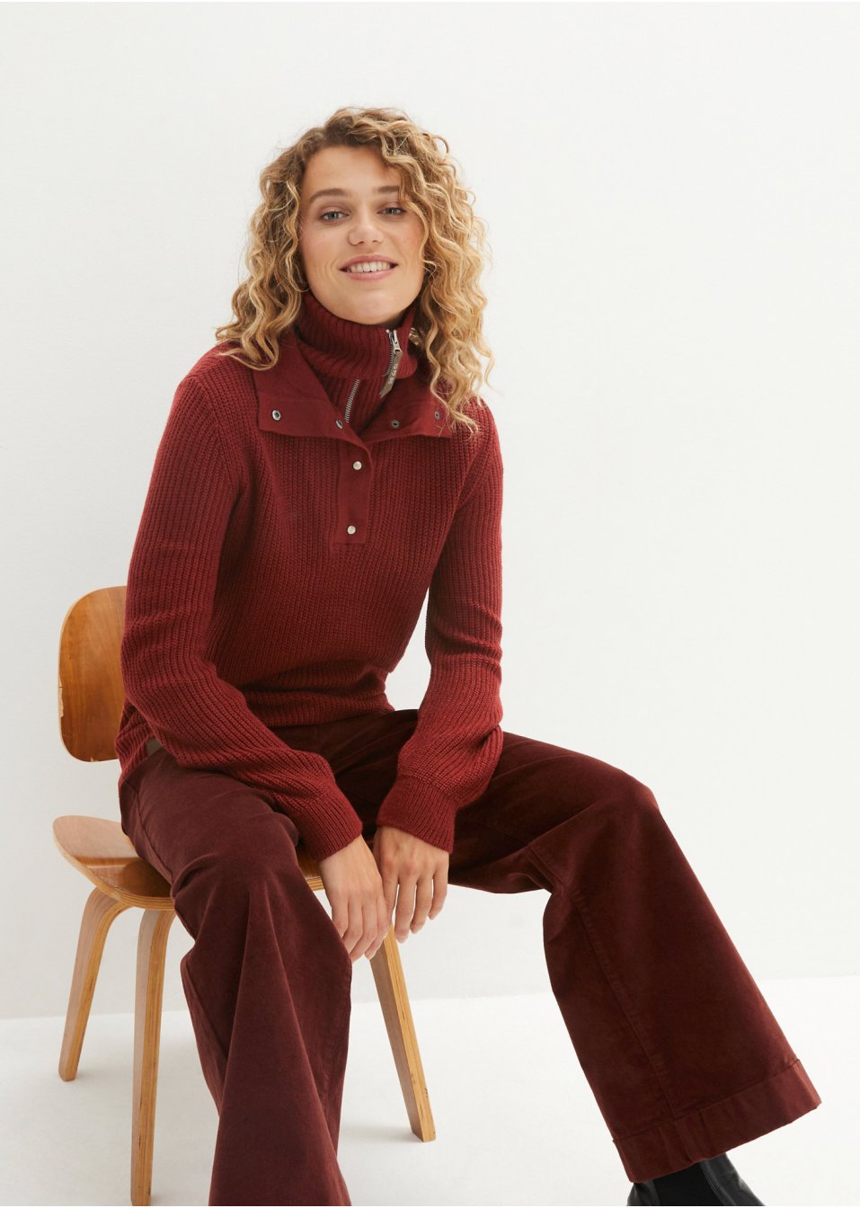 Pull camionneur en maille avec col 2 en 1