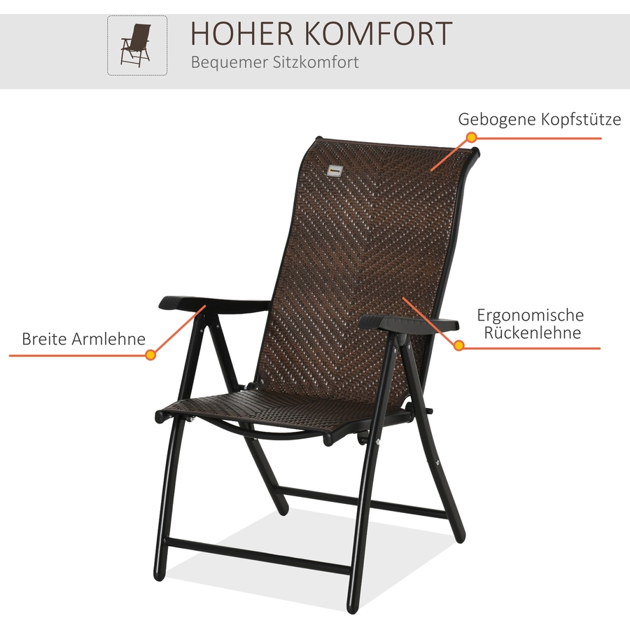 Outsunny Klappstuhl mit Klappfunktion braun