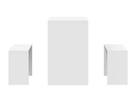 Ensemble table à manger et bancs 3pcs blanc bois d'ingénierie