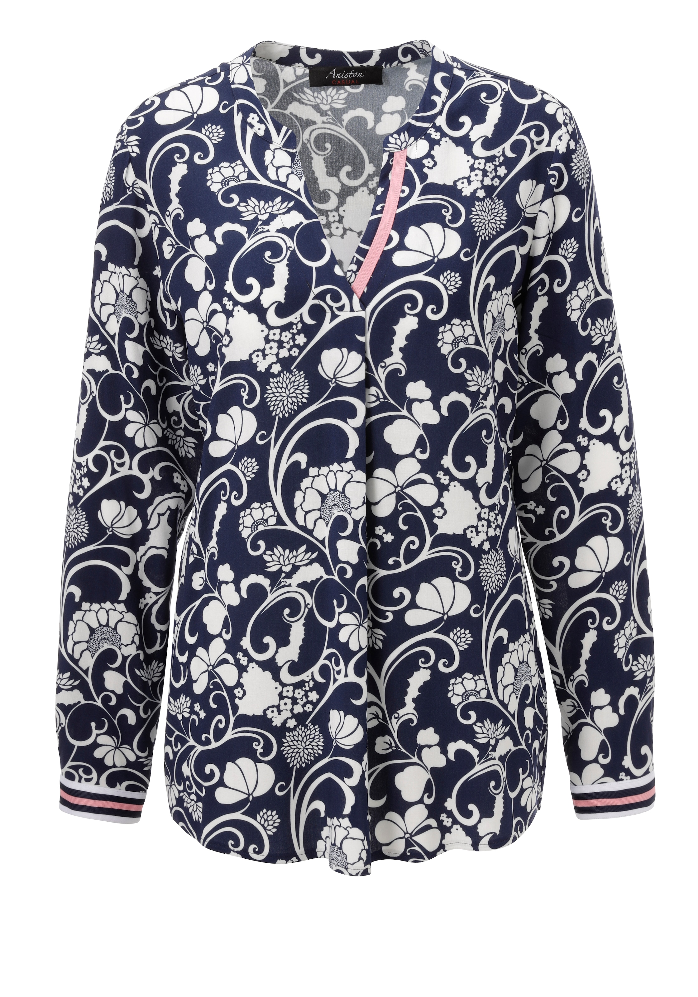 Aniston CASUAL Schlupfbluse , mit fantasievollem, grafischen Blumendruck - NEUE KOLLEKTION
