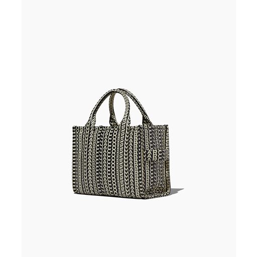 Marc Jacobs The Monogram Leather Mini Tote Bag, Sort/Hvid