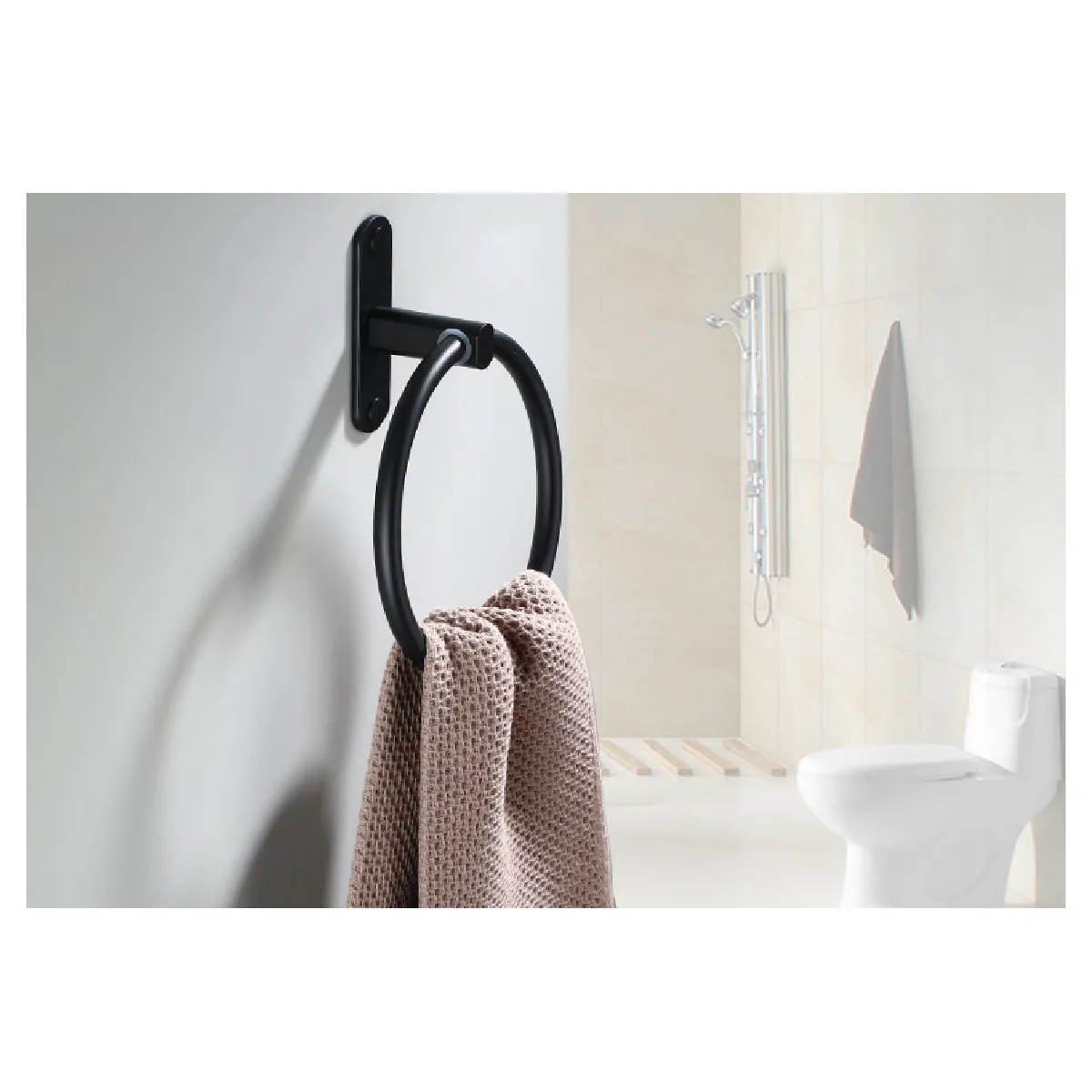 Universal Anneau de serviette aluminium noir