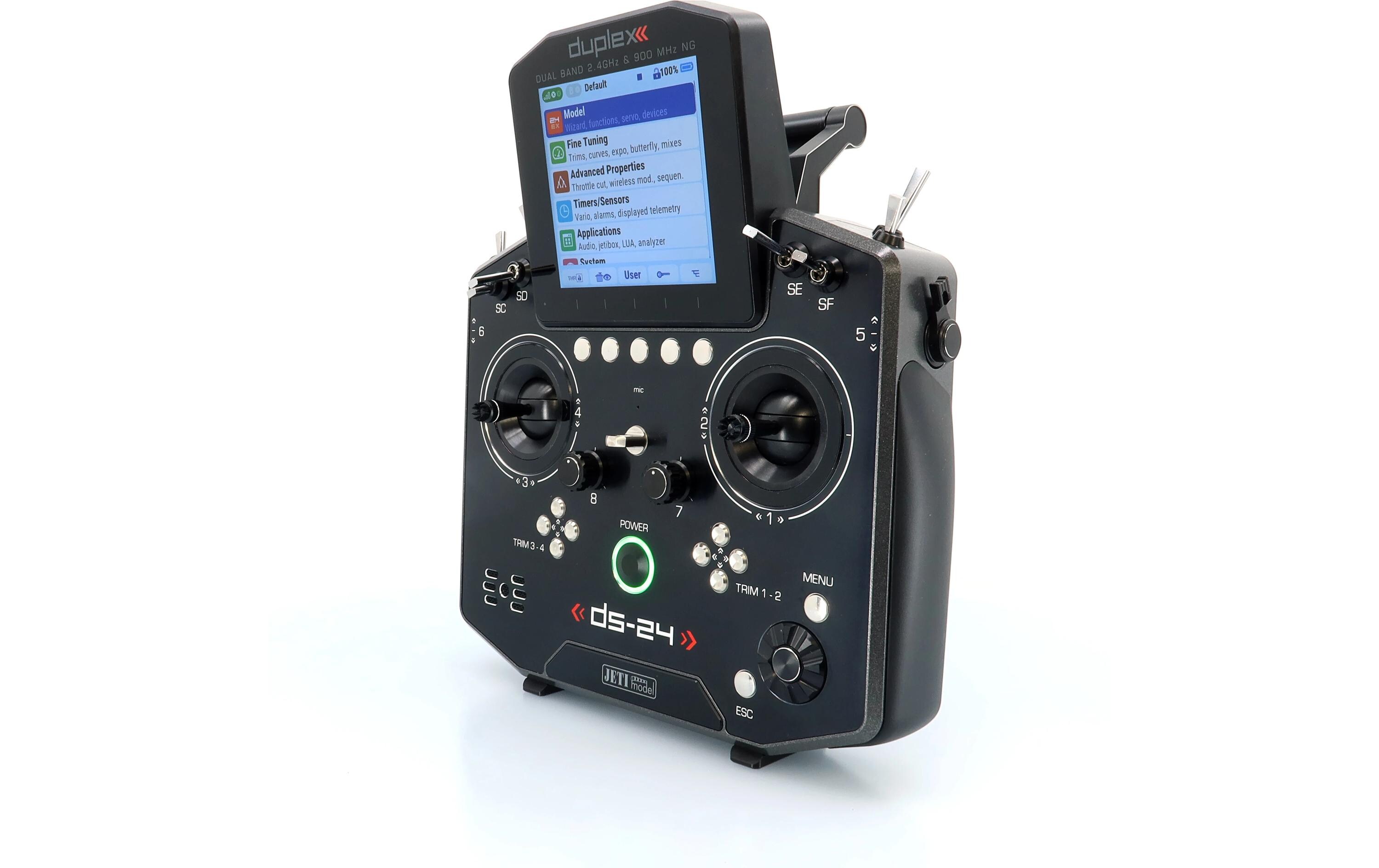 Fernsteuerung DS-24II Gray 24 Kanal, Duplex EX<br>Professioneller 24-Kanal-Sender mit Geber auf Rückseite
