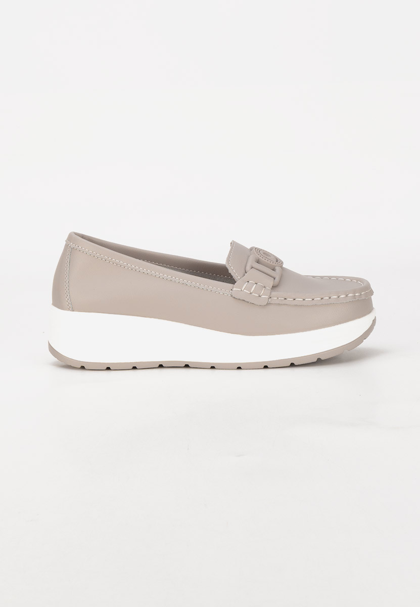 Mocassins en cuir naturel gris Gabielia