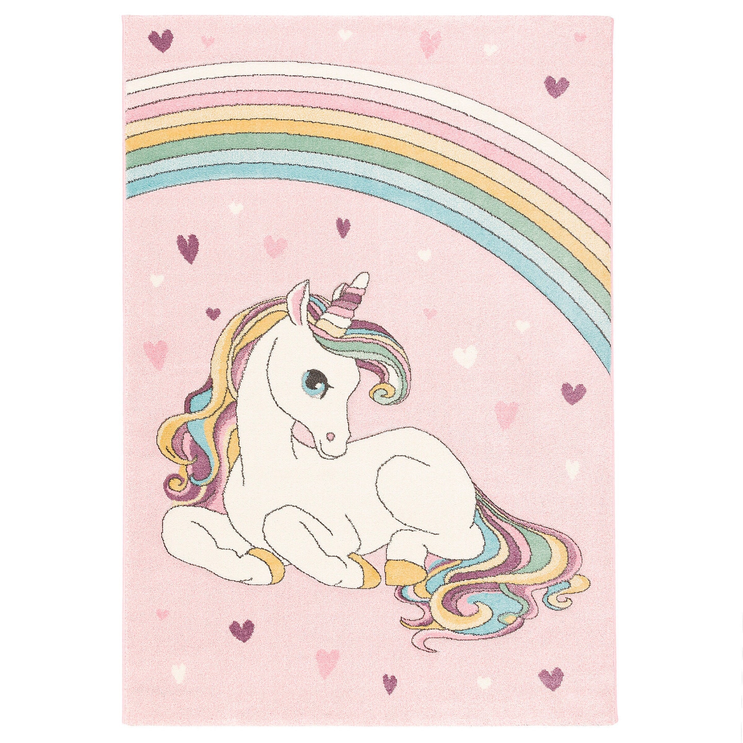 Pergamon Kinder Teppich Maui Kids Einhorn Pastell Rosa - 140x200 cm