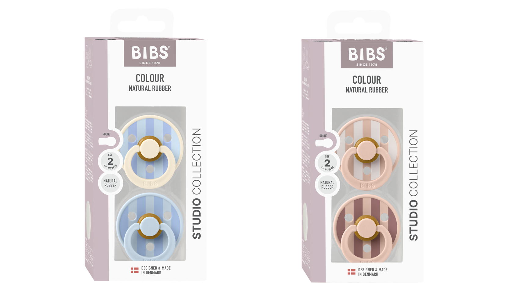 BIBS - Pacifier Studio Colour 2x 2 PAK Block Latex - Str 2
