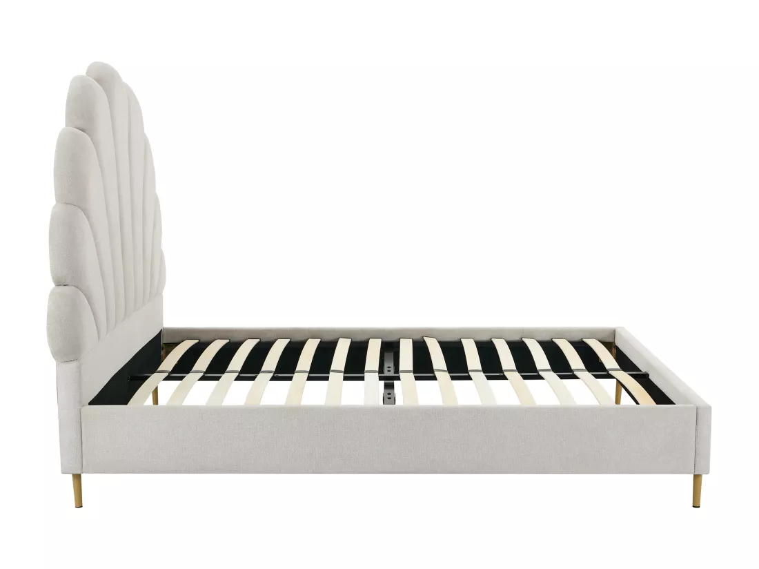 Lit coquillage 140 x 190 cm - Tissu - Beige - LIVAYA