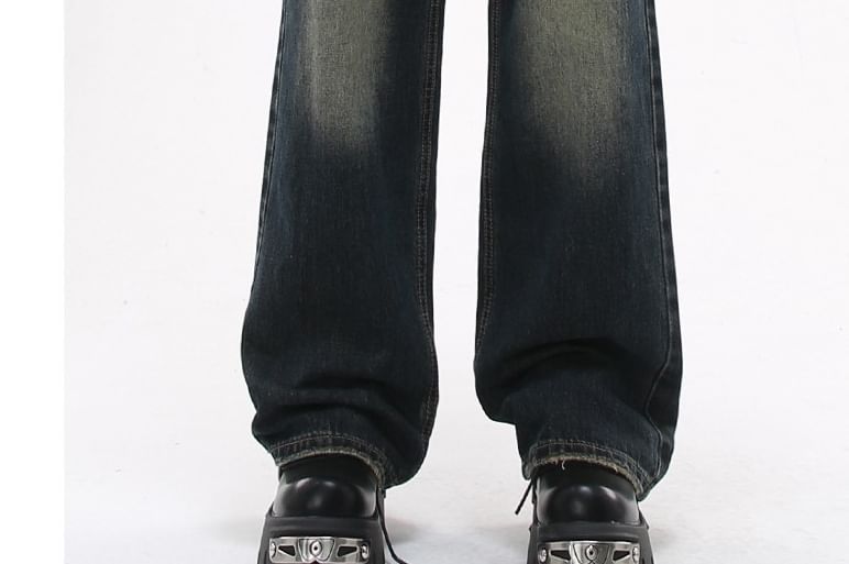 Bolgivy - Mid Waist Washed Wide Leg Jeans (Diverse designs)