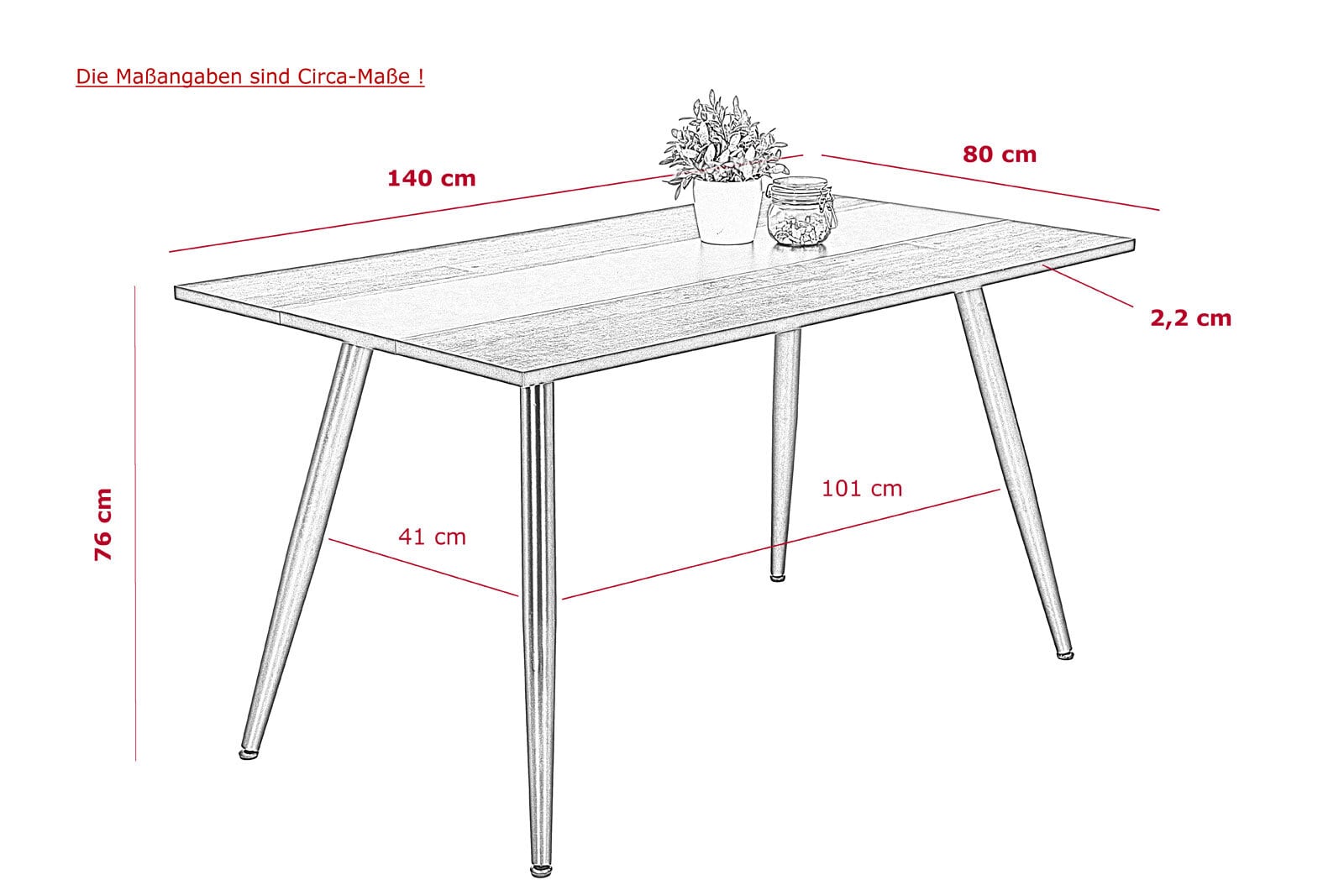 Esstisch Janina Beton-Optik grau/schwarz 140x80x76