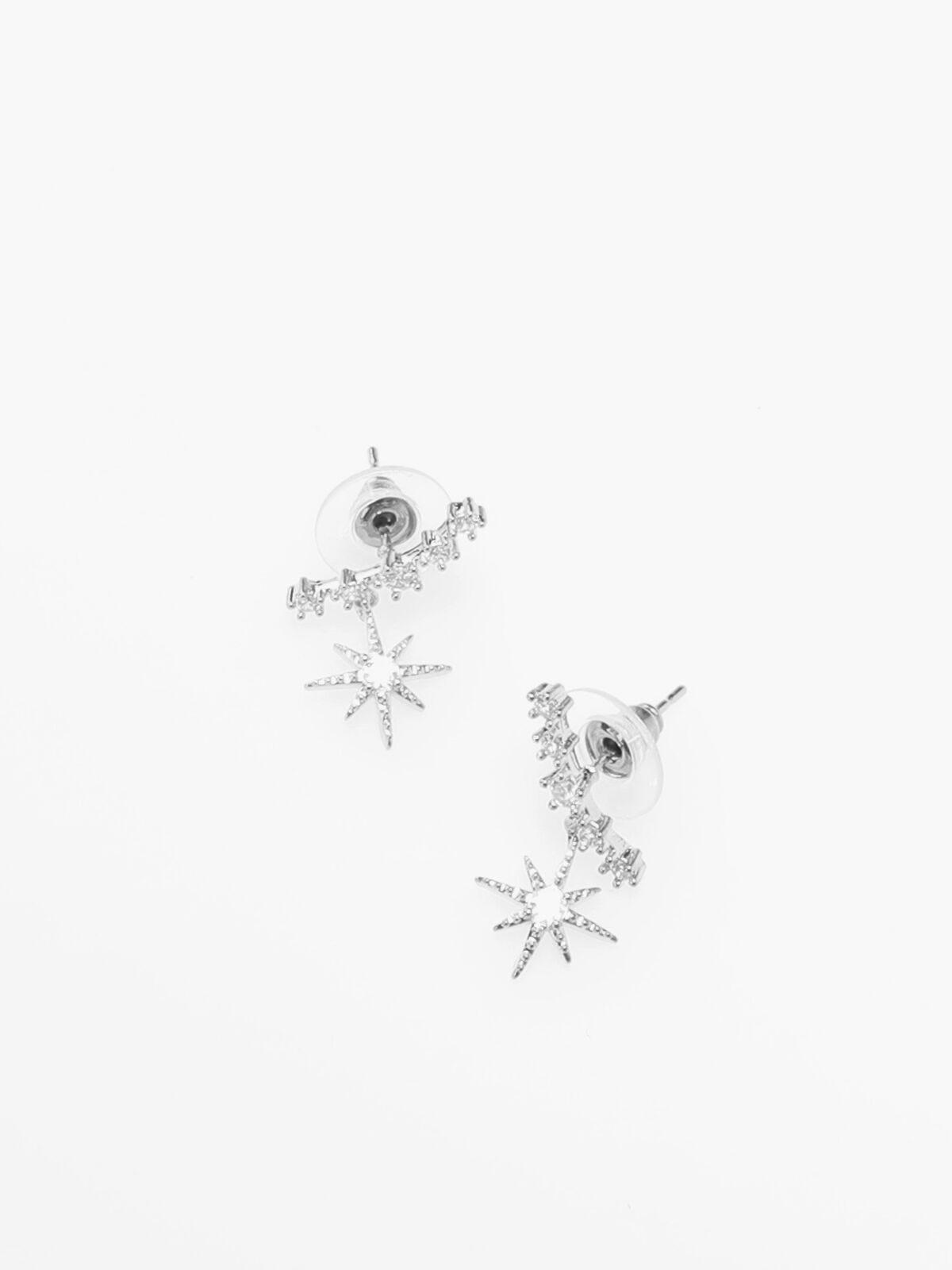 Boucles d'oreilles avec pendentif étoile à strass- Argenté