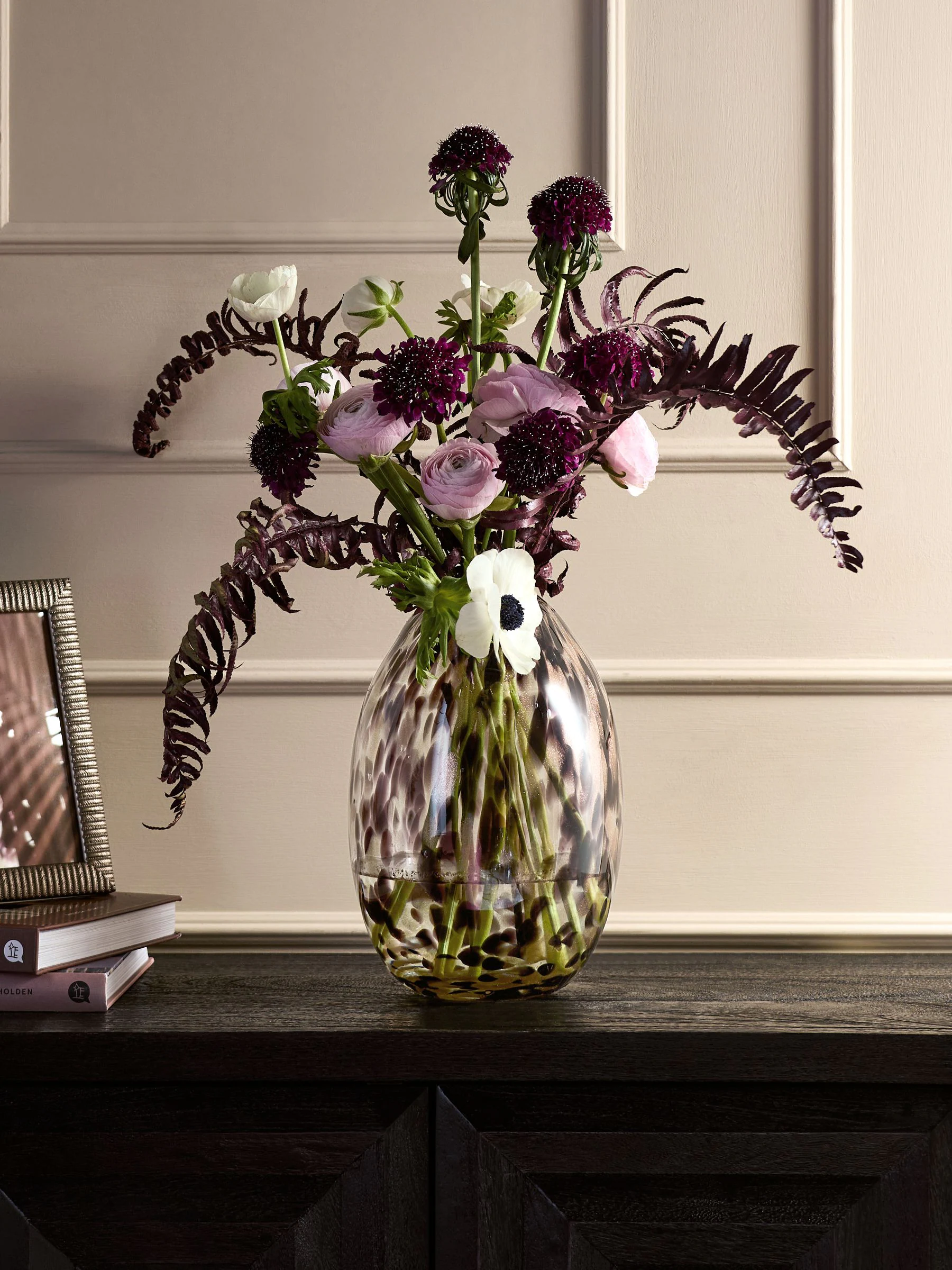 Glazen Confetti vaas met bloemen