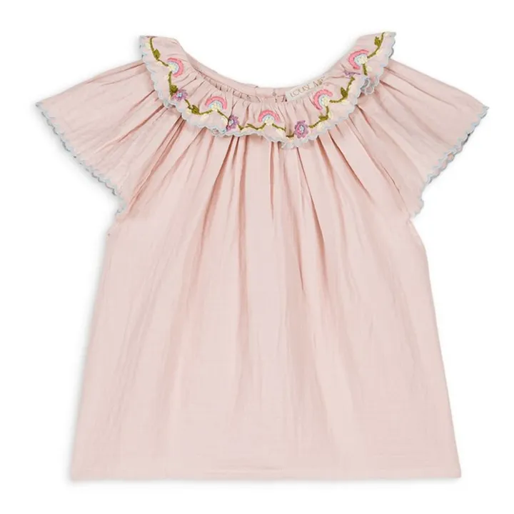 Louise Misha Blouse Antoinette Brodée | Rose poudré