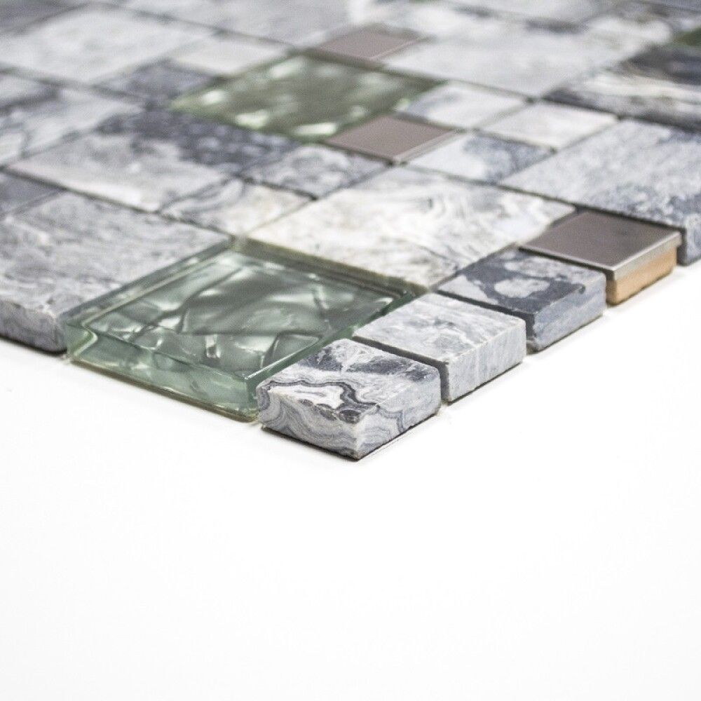MOSAIKK COMBINATION CRYSTAL/STONE/STEEL MIX GREY XCM MC609