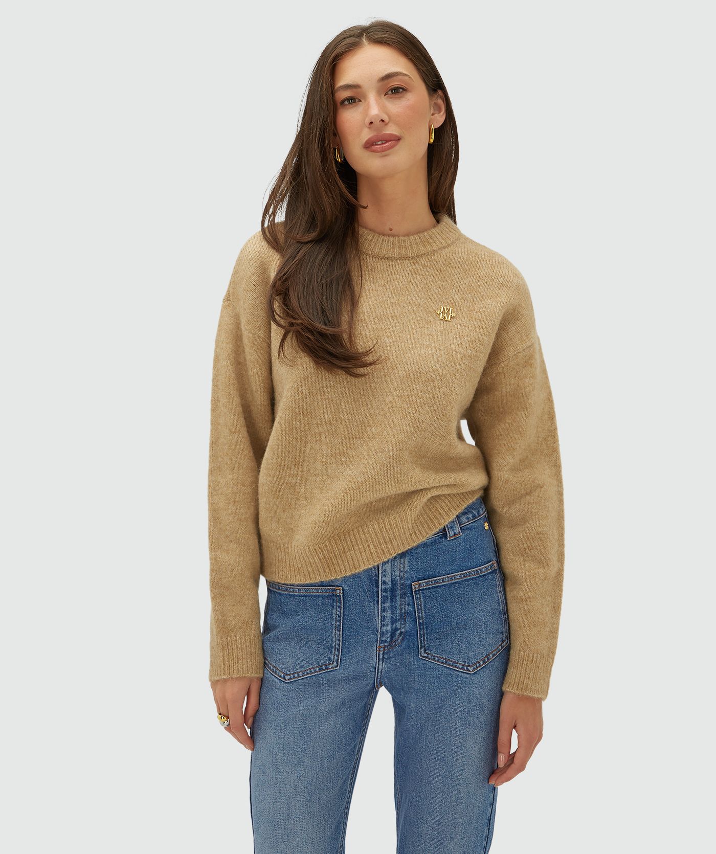 JV-IZE oversized trui - light brown melange