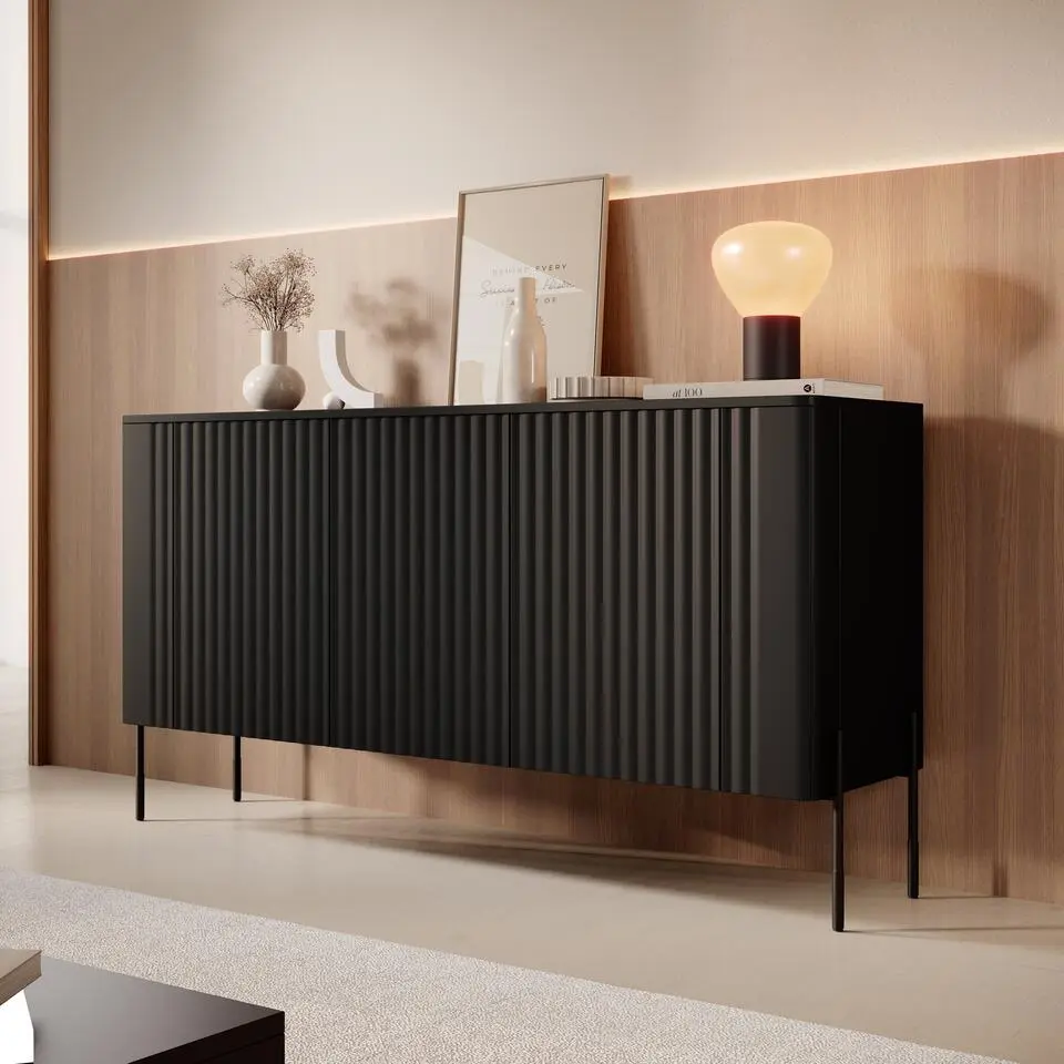 Meubella - Vivi - Dressoir - Zwart - 150 cm