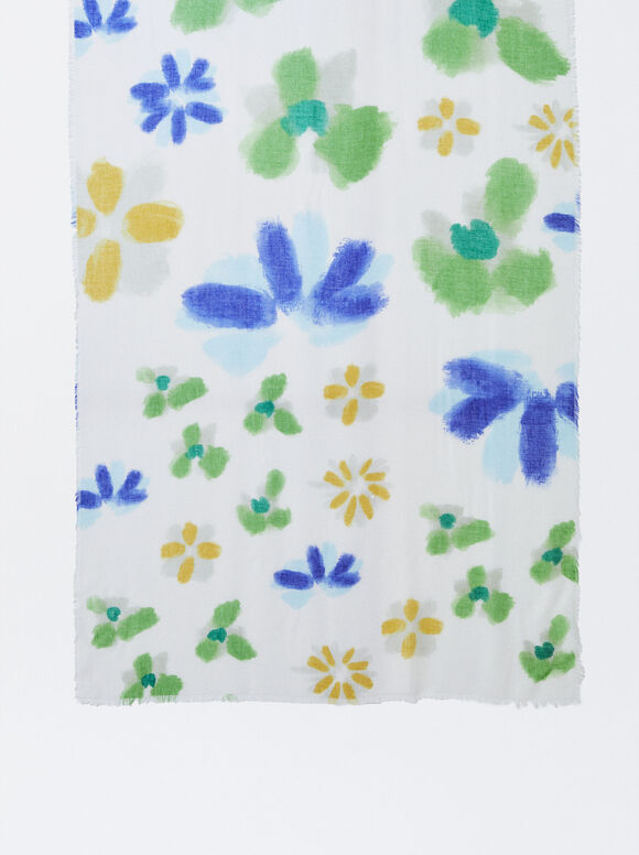 Pañuelo Estampado Floral - Azul