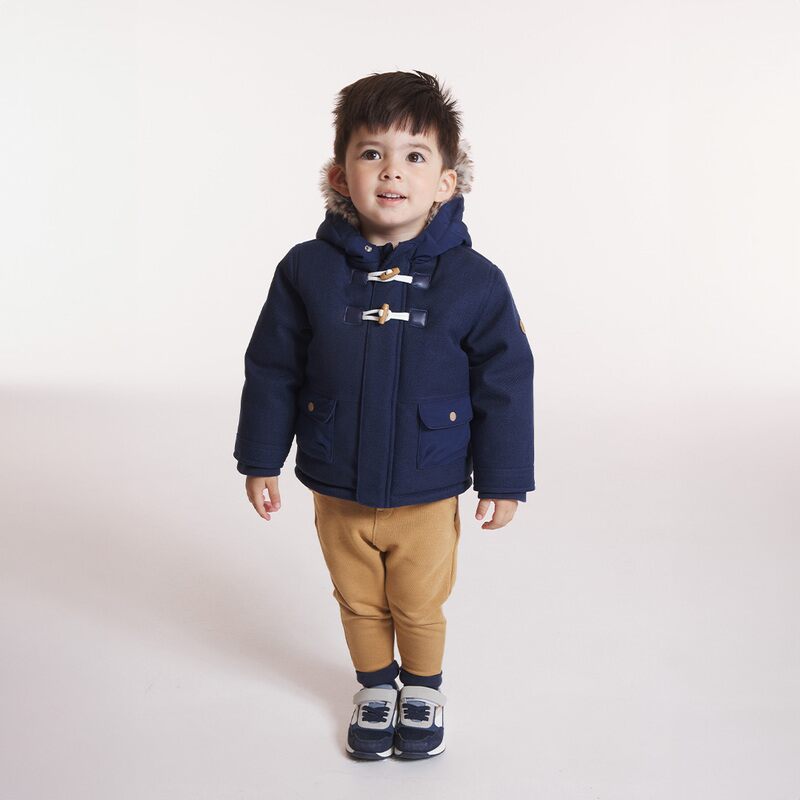 Manteau de ville imperméable à capuche bleu bébé garçon