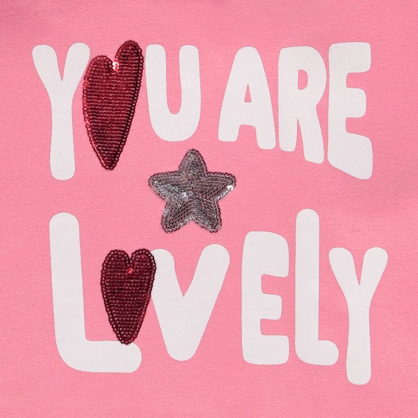Sweat à capuche en french terry avec print et sequins pour fille