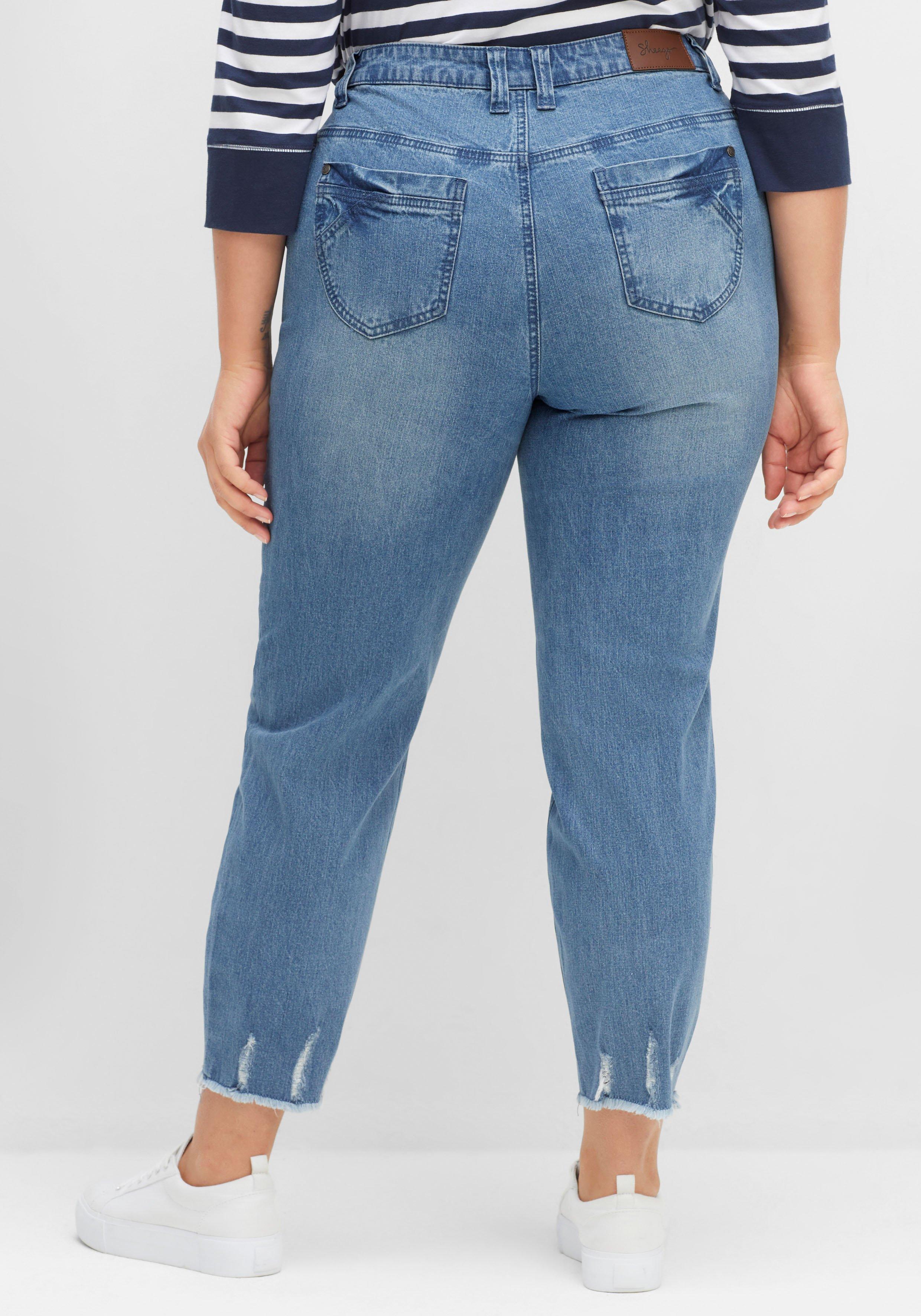 Schmale 7/8-Jeans mit Destroyed-Effekten