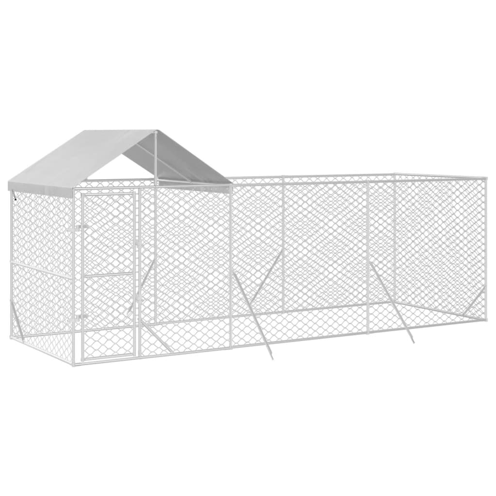 Canil externo para cães vidaXL com telhado, aço galvanizado, prata, 10x2x2,5m