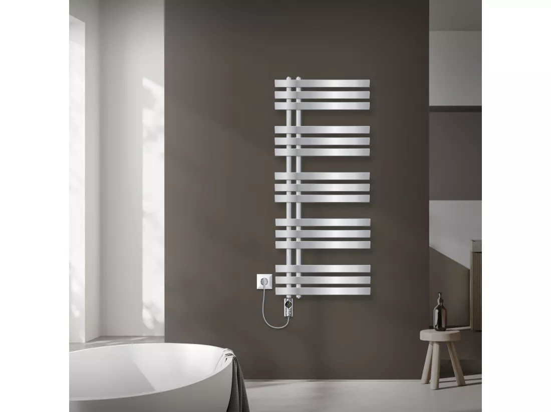 Radiateur sèche-serviettes en acier chrome 50x120cm avec élément chauffant 900W