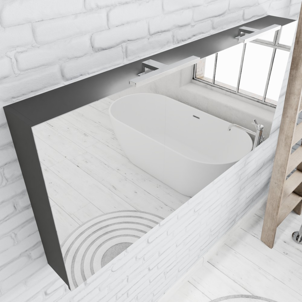 Zaro Beam antraciet spiegelkast 150x70x16cm 3 deuren