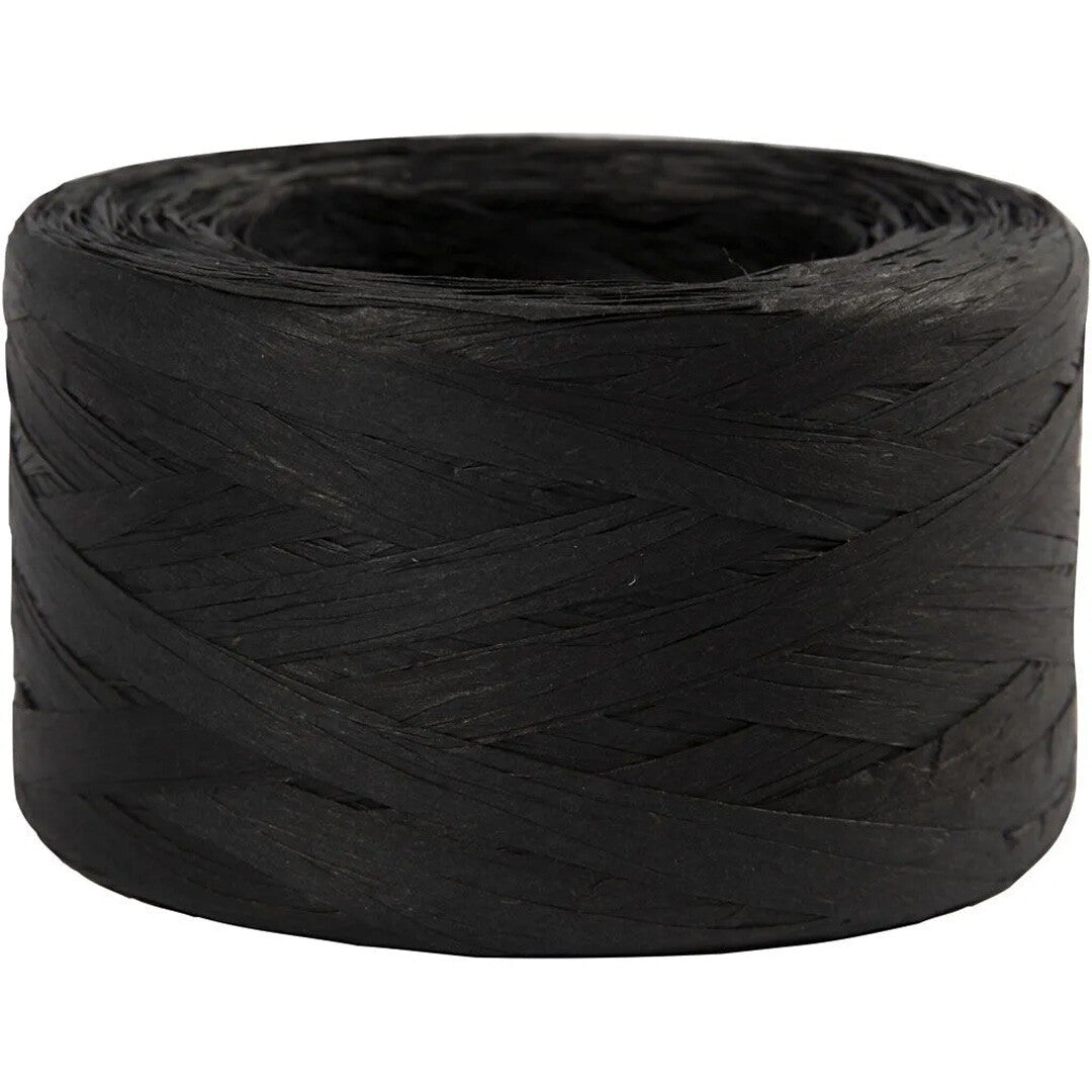 Creativ company rol raffia papiergaren - zwart - 100m