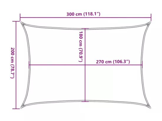 Voile d'ombrage 160 g/m² rectangulaire sable 2x3 m PEHD