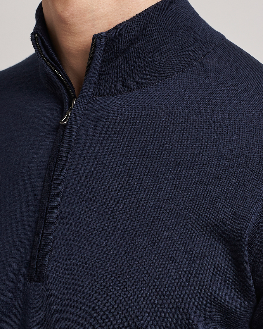 John Smedley Barrow Extra Fine Merino Half Zip Midnight