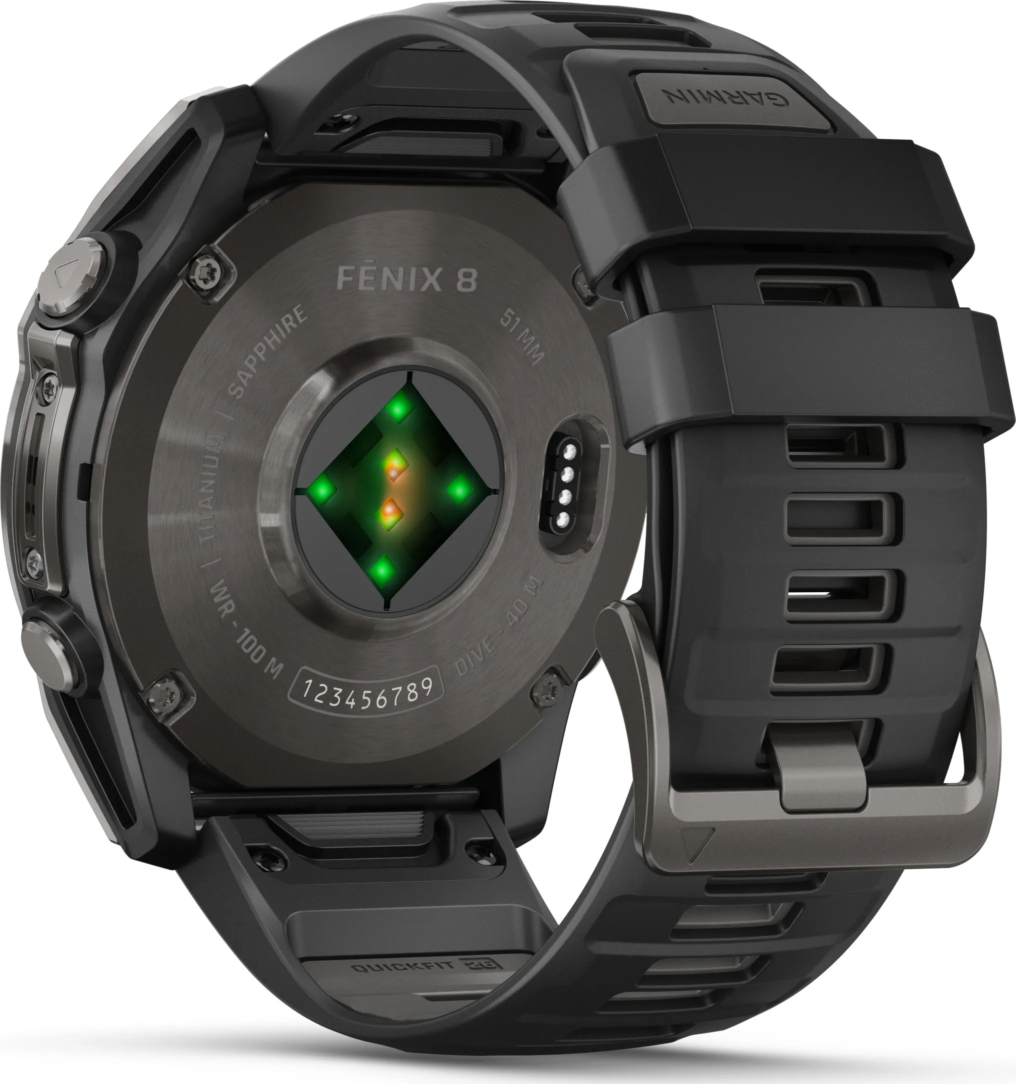 Garmin Fenix 8 Amoled 51mm, Sapphire Carbon Gray DLC Titanium - Black/Pebble Grey Silicone Strap