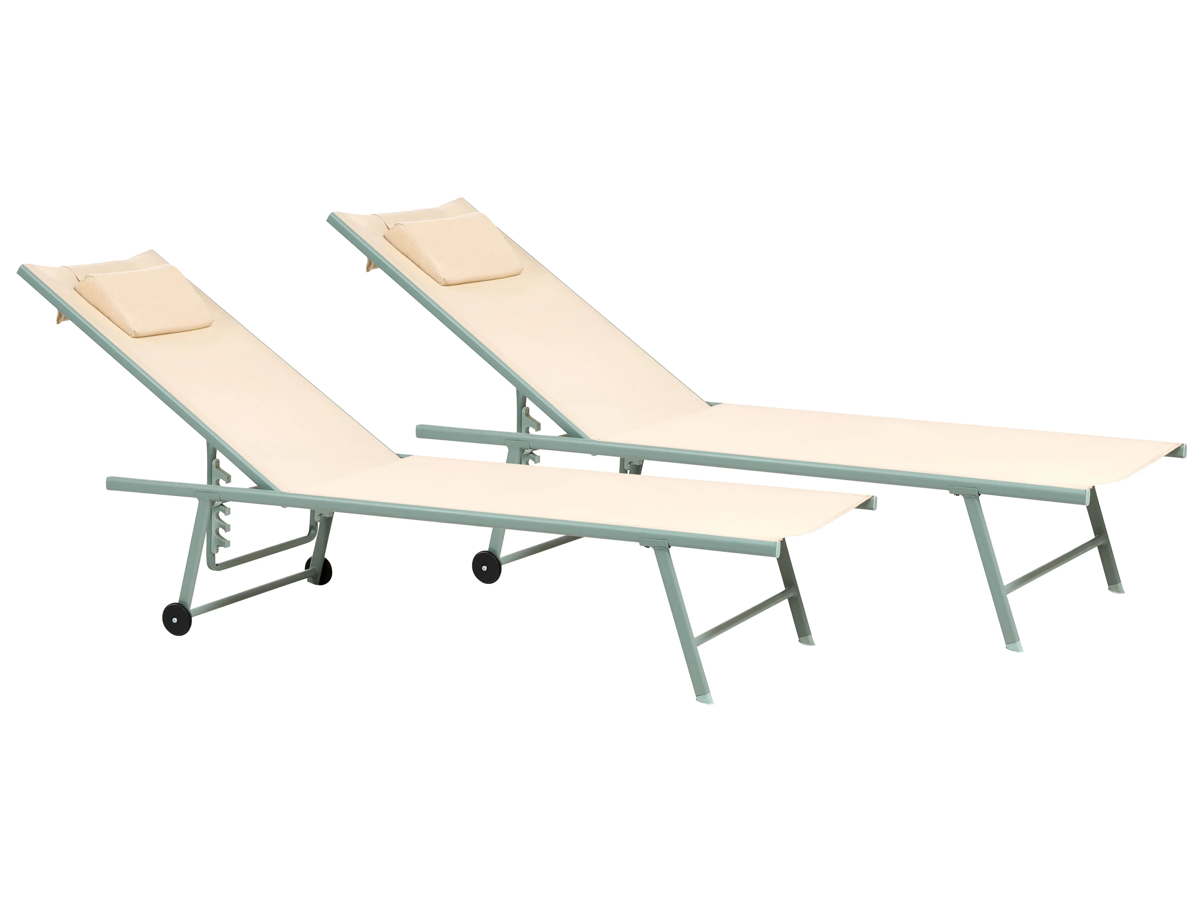 Set van 2 ligstoelen SORONI achteroververstelbaar Metaal Beige